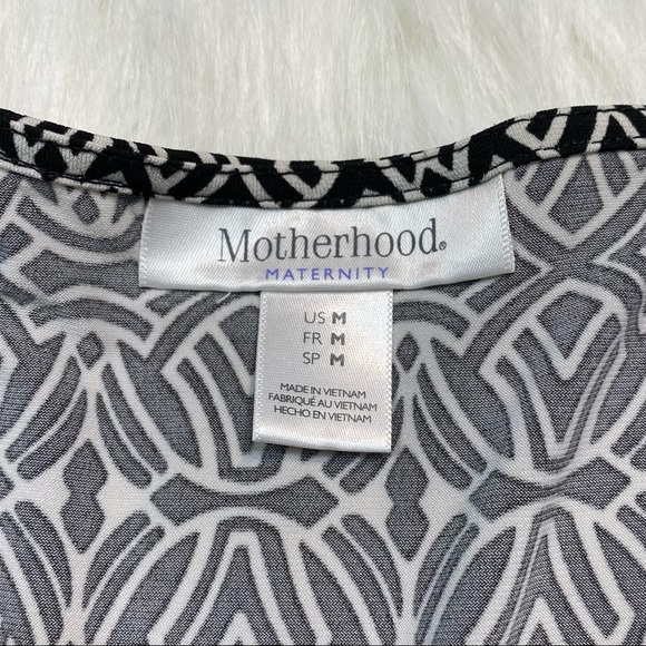 NWOT Motherhood Maternity Black & White Pattern Print Asymmetrical Maxi Dress - Picture 5 of 10